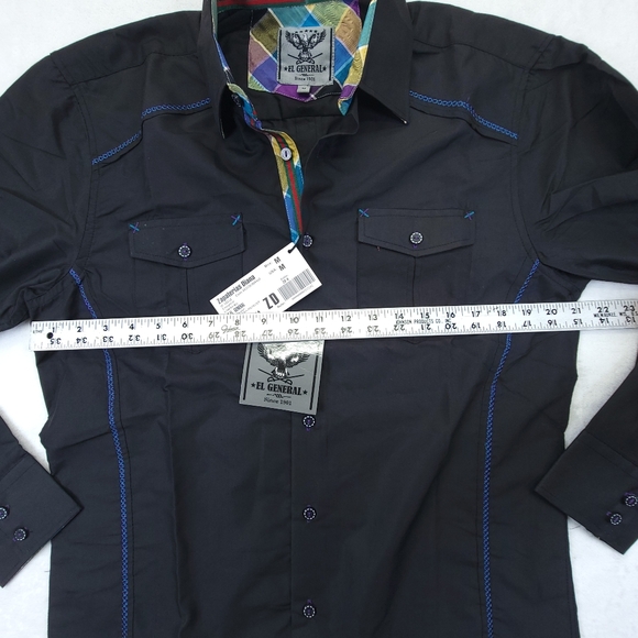 El General Mens Shirt Western Button Up Long Sleeve Elbow Patch Size M NWT - Picture 7 of 8